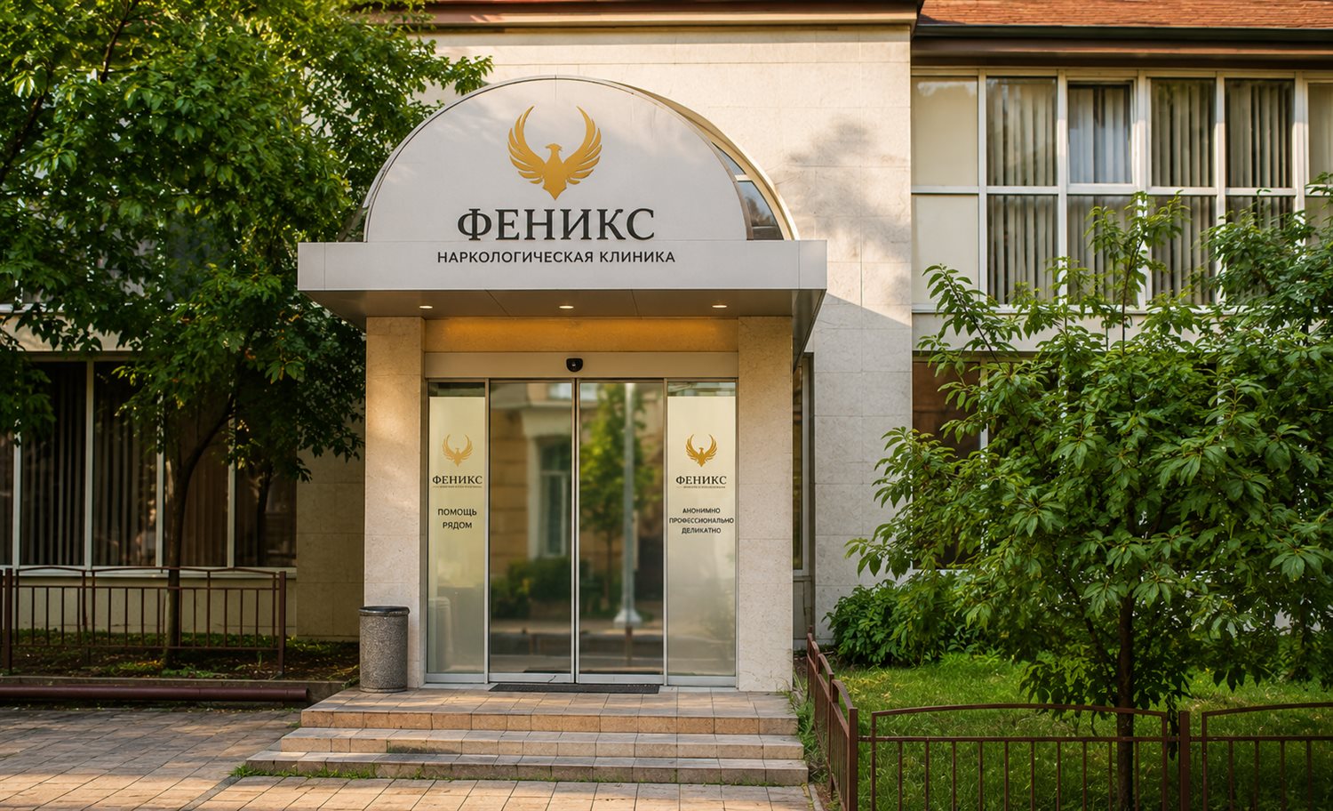 Вход в наркологическую клинику «Феникс» в Советске